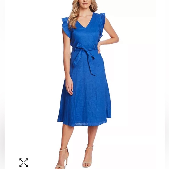 CeCe Dresses Cece Linen Belted Fluttersleeve Midi Dress Size Poshmark